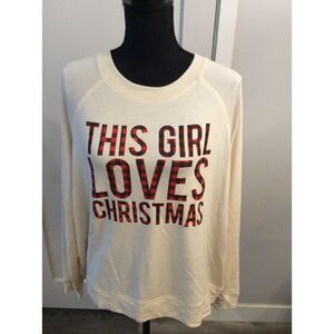 New NWT Altard' State "This Girl Loves Christmas" Soft Long Sleeve Top Large
